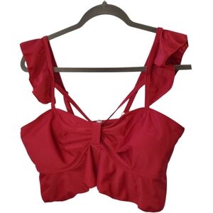 761- Dressfo Ruffled Adjustable Straps Sz 10 XL Dark Red Padded Bow Bodice